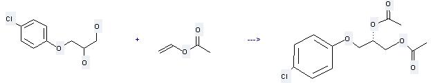 1,2-Propanediol,3-(4-chlorophenoxy)- can react with acetoxyethene to get acetic acid 1-acetoxymethyl-2-(4-chloro-phenoxy)-ethyl ester.